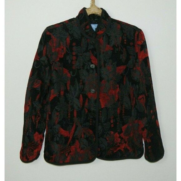 Napa Valley Blazer Jacket Reversible Red and Black Tapestry Size Medium - Picture 1 of 11